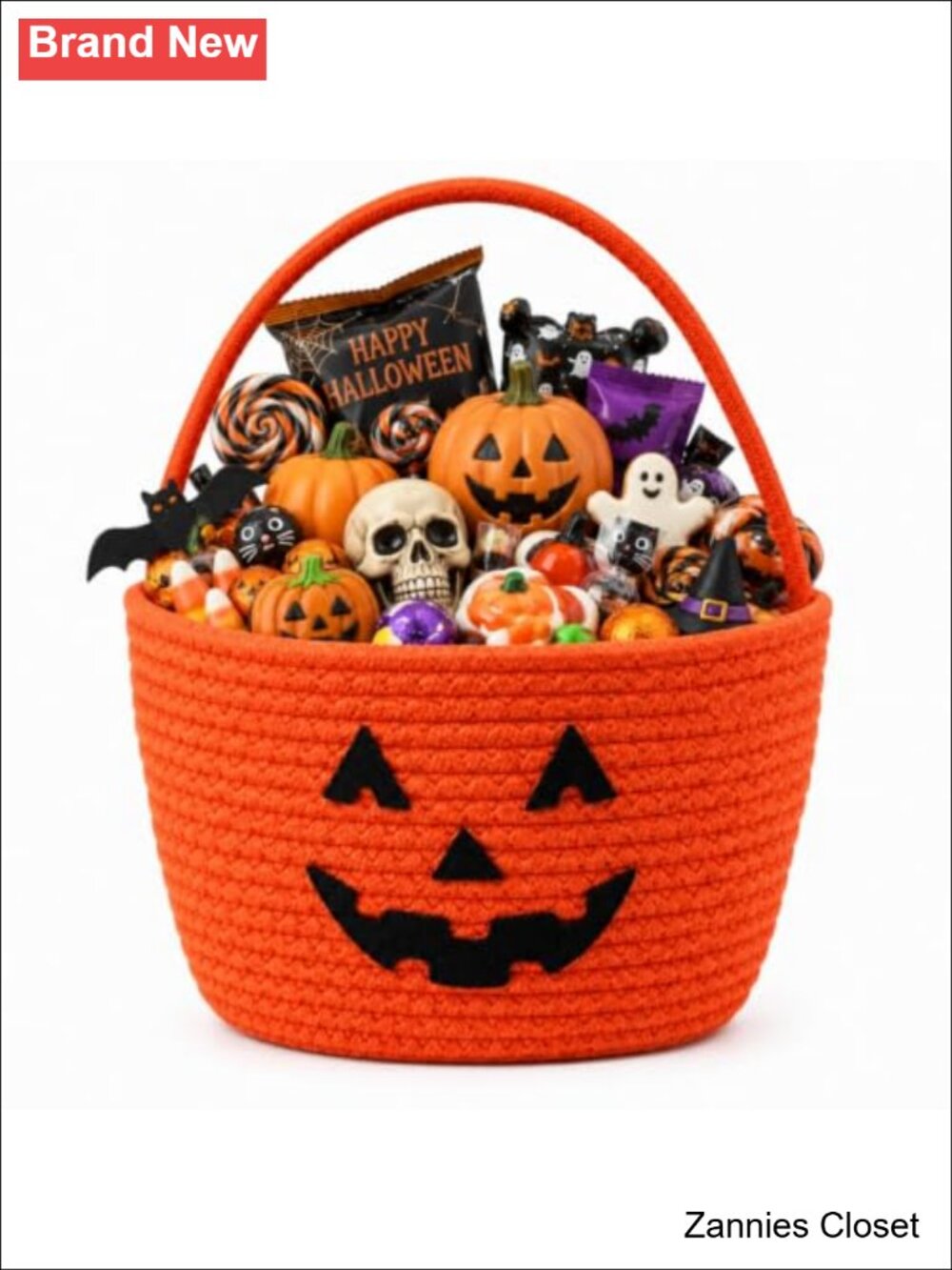 👻 Halloween Pumpkin Trick or Treat Basket for Kids Cotton Rope